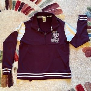 Burgundy PINK Victoria’s Secret varsity half zip pull-over